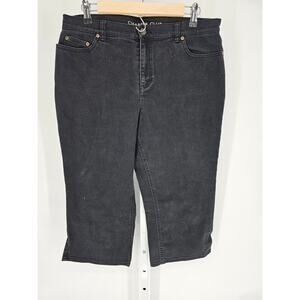 Charter Club Women's Black Cotton Blend Dark-Wash Capri Jeans Size 12P
